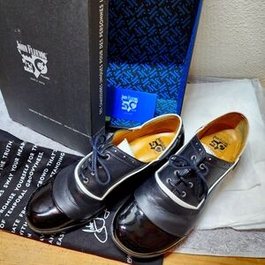 Fluevog Fellowship Lace Up Black & White Darby in Size 9.5